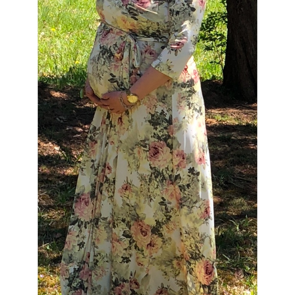Pink blush  Floral Maternity Maxi Dress